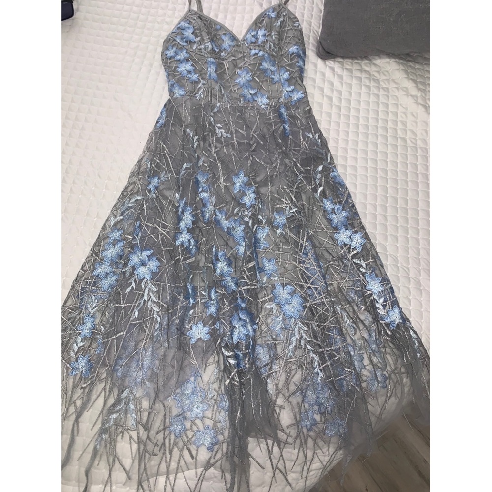 Light grey with blue flower dress